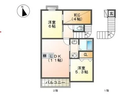 トラミッドヴィラ花田【2階】の間取り
