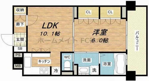 リーガル四ツ橋立売堀Ⅱ【3階】の間取り
