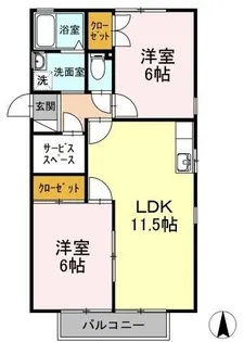 サンハイム ホウゲツ A棟【1階】の間取り
