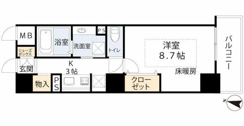 リヴィエール北梅田【3階】の間取り