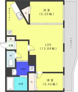グランカーサ北3条【8階】の間取り