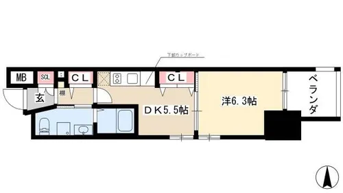 1DKの間取り画像