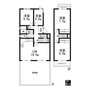 サニーヒル表山3号棟【1階】の間取り