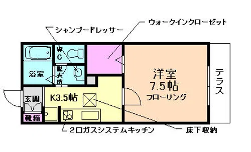 キャッスルウィル【102号室】の間取り