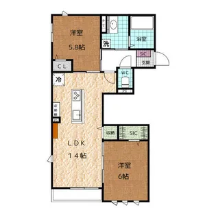 ホワイトコート中村【202号室】の間取り