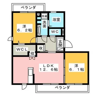 2LDKの間取り画像
