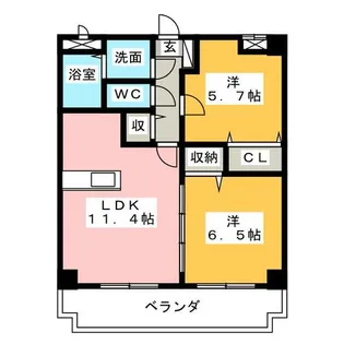 クレアールメゾン大山【2階】の間取り