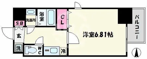 フォーリアライズ難波シエロ【6階】の間取り