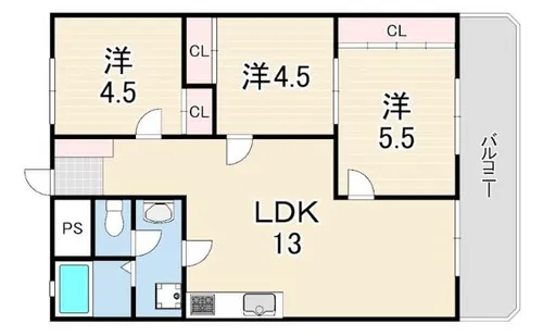 東部買出人センターマンション【3階】の間取り