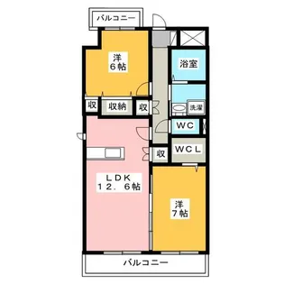 2LDKの間取り画像