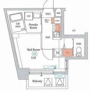 エストゥルースプラス大阪福島【7階】の間取り