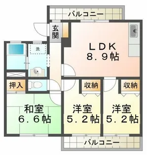 ピアシティ朝霧【2階】の間取り