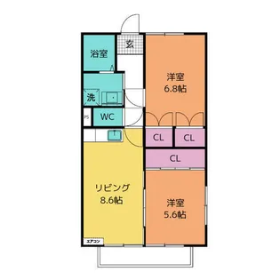 2LDKの間取り画像