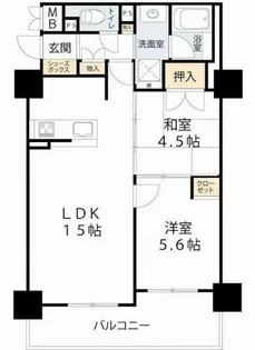 ロイヤルタワー大阪谷町【19階】の間取り
