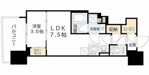 コンフォリア・リヴ本町WEST Q【17階】の間取り