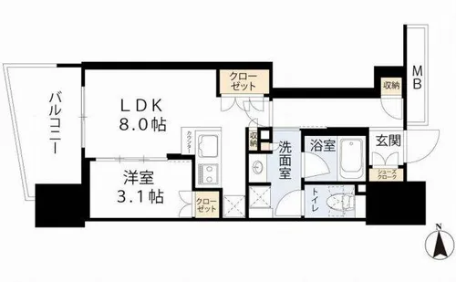 コンフォリア・リヴ本町WEST Q【14階】の間取り