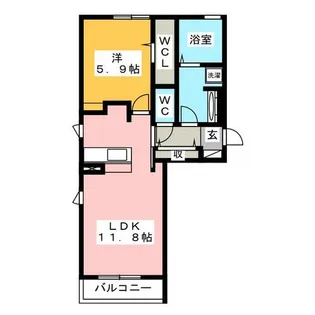 1LDKの間取り画像