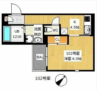 Grandtic Plaisir【102号室】の間取り