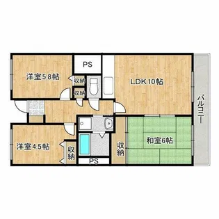 サザンコート泉佐野【6階】の間取り