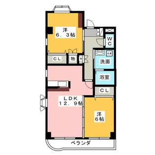 グランディア水広【3階】の間取り
