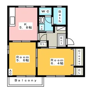 メ・ステッソ B【2階】の間取り