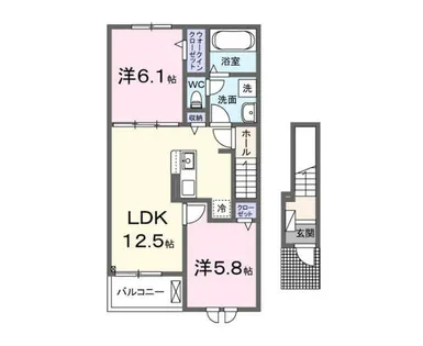 2LDKの間取り画像