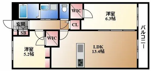 S-RESIDENCE茶屋ヶ坂East【14階】の間取り