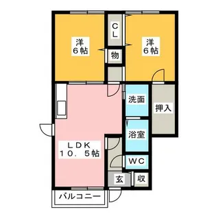 2LDKの間取り画像