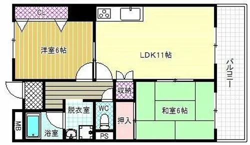 バンシャイン法善寺【2階】の間取り