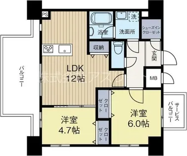 福岡県福岡市博多区美野島1丁目【マンション】の間取り