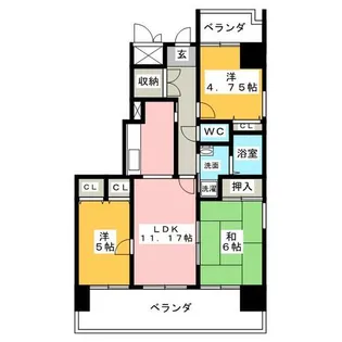 アーバンドエル原【7階】の間取り