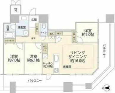 ザ・ライオンズ ミッドキャピタルタワー【7階】の間取り