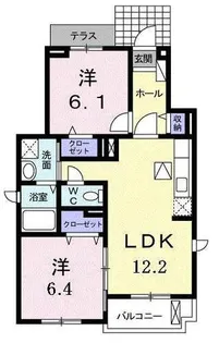 サングレイスB【1階】の間取り