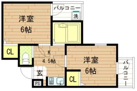 寺田町ハイツⅠ番館【2階】の間取り