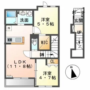 パルティールⅡ・桜香【2階】の間取り
