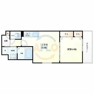 CASA CALMA東中浜【1階】の間取り