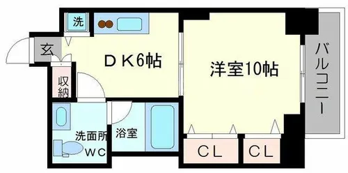 フローライト長堀橋【4階】の間取り