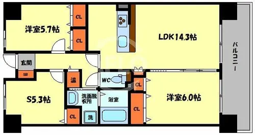 フォレステージュ谷町【8階】の間取り