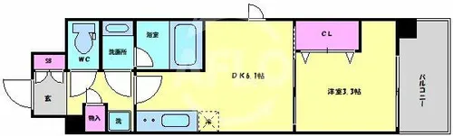 ドゥーエ天満橋【3階】の間取り