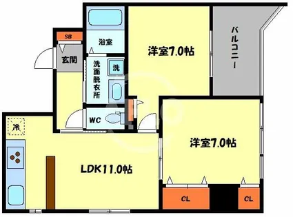 GRAZIOニホンイチ【9階】の間取り