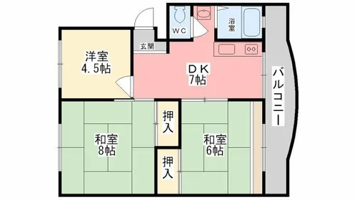 溝口ハイツ【C-2号室】の間取り