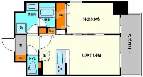 Fuku島之内【11階】の間取り