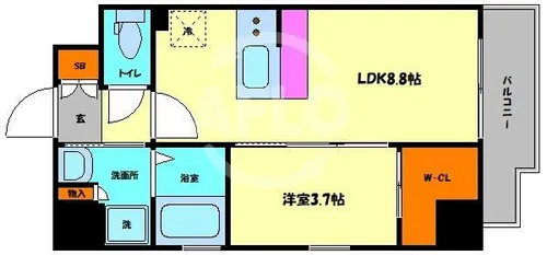 シーズンフラッツ大手前【9階】の間取り