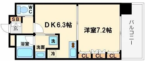 レジュールアッシュ福島【4階】の間取り