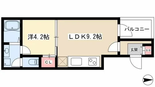 エスポワール中村【1階】の間取り