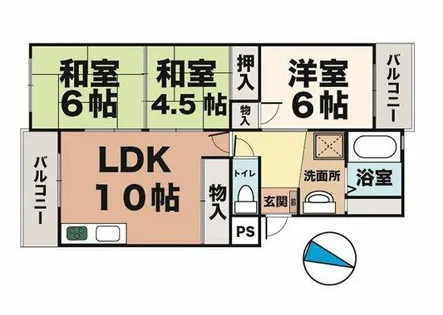 リバーサイド春日手【4階】の間取り