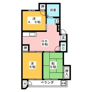 ハイツ高御堂F棟【3階】の間取り