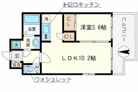 グランプラス谷町【7階】の間取り