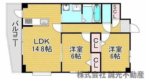 シューベルブ六本松【401号室】の間取り