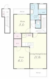 パルマリィ【203号室】の間取り